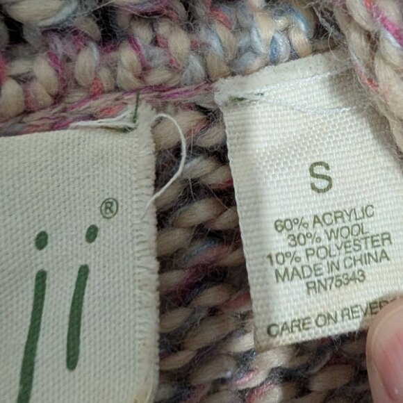 Kenji Duster Cardigan Womens Size Small Pink Marled Knit Wool Hooded Toggle - Picture 4 of 9